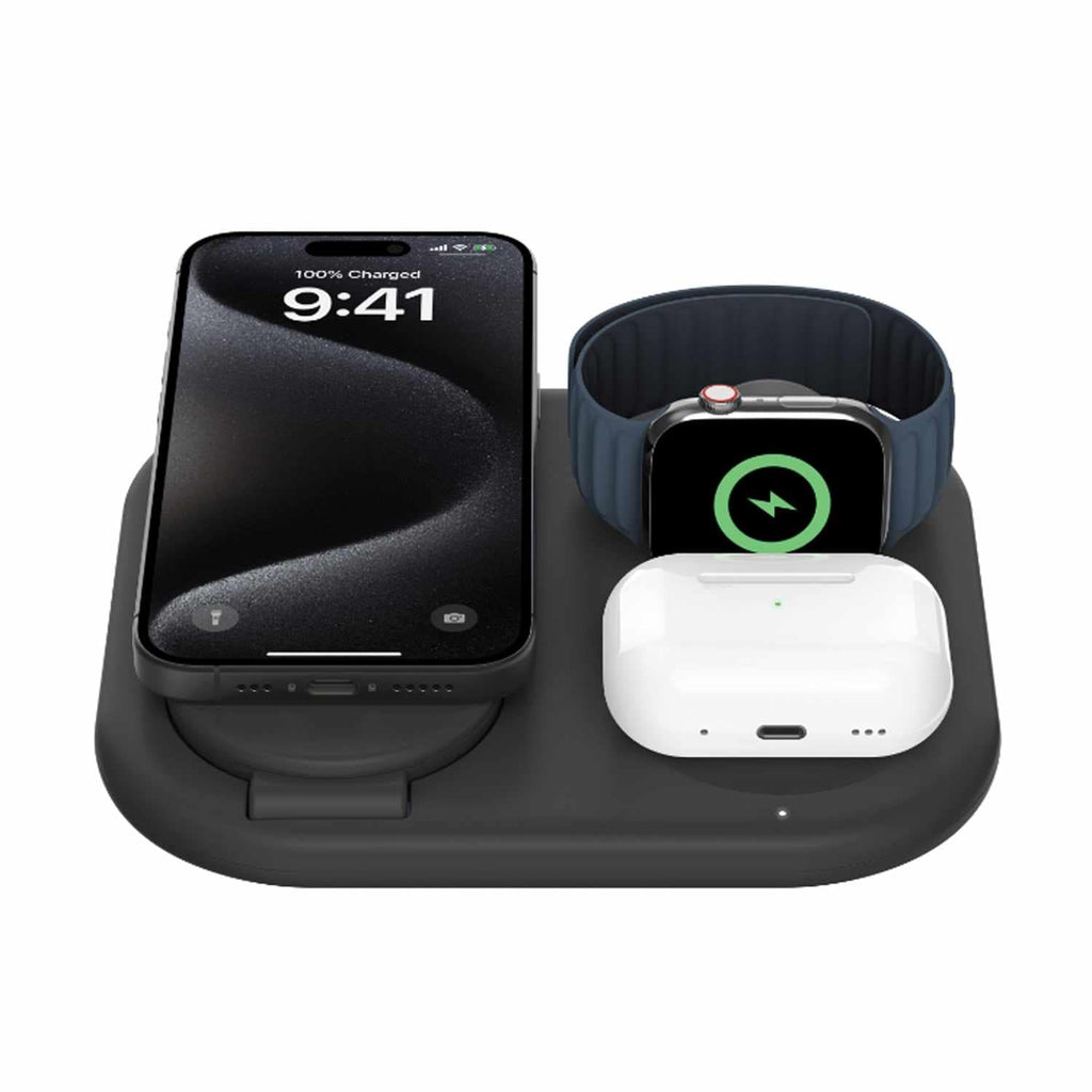 Belkin BoostCharge Qi2 3-in-1 Wireless Charging Stand 15 W Black - GekkoTech