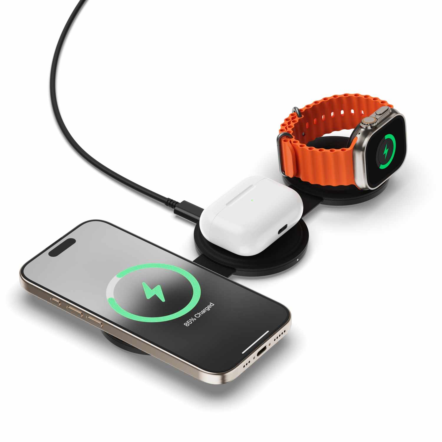 Satechi OntheGo 3-in-1 Wireless Charger Black