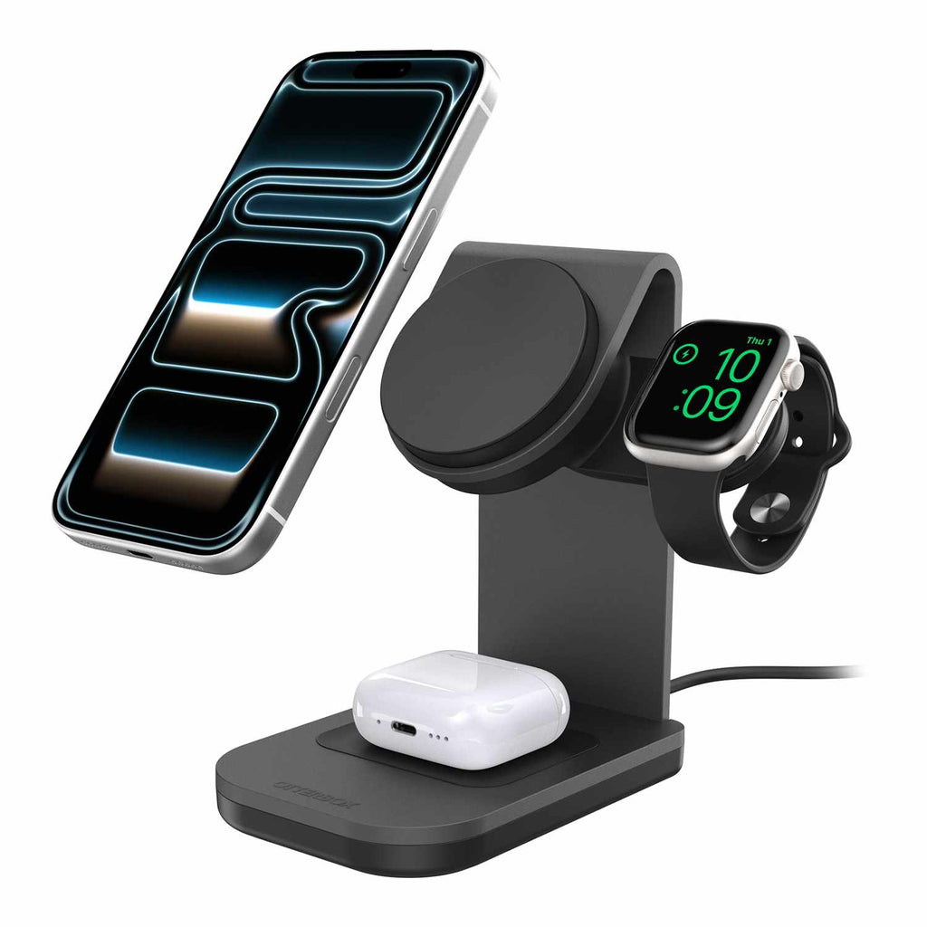OtterBox Qi2 3-in-1 Wireless Charging Stand 25W Black