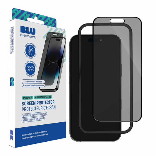 Blu Element Privacy Tempered Glass Screen Protector with Installation Kit for iPhone 16 Pro