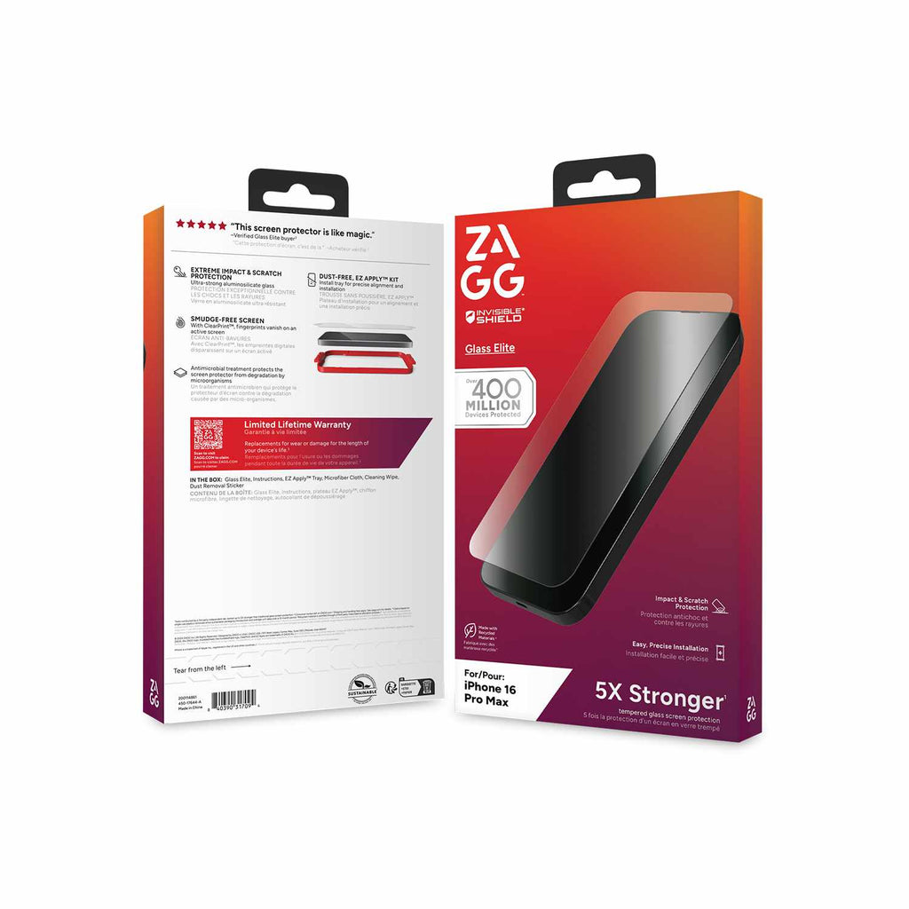 ZAGG InvisibleShield Glass Elite Screen Protector for iPhone 16 Pro Max - GekkoTech