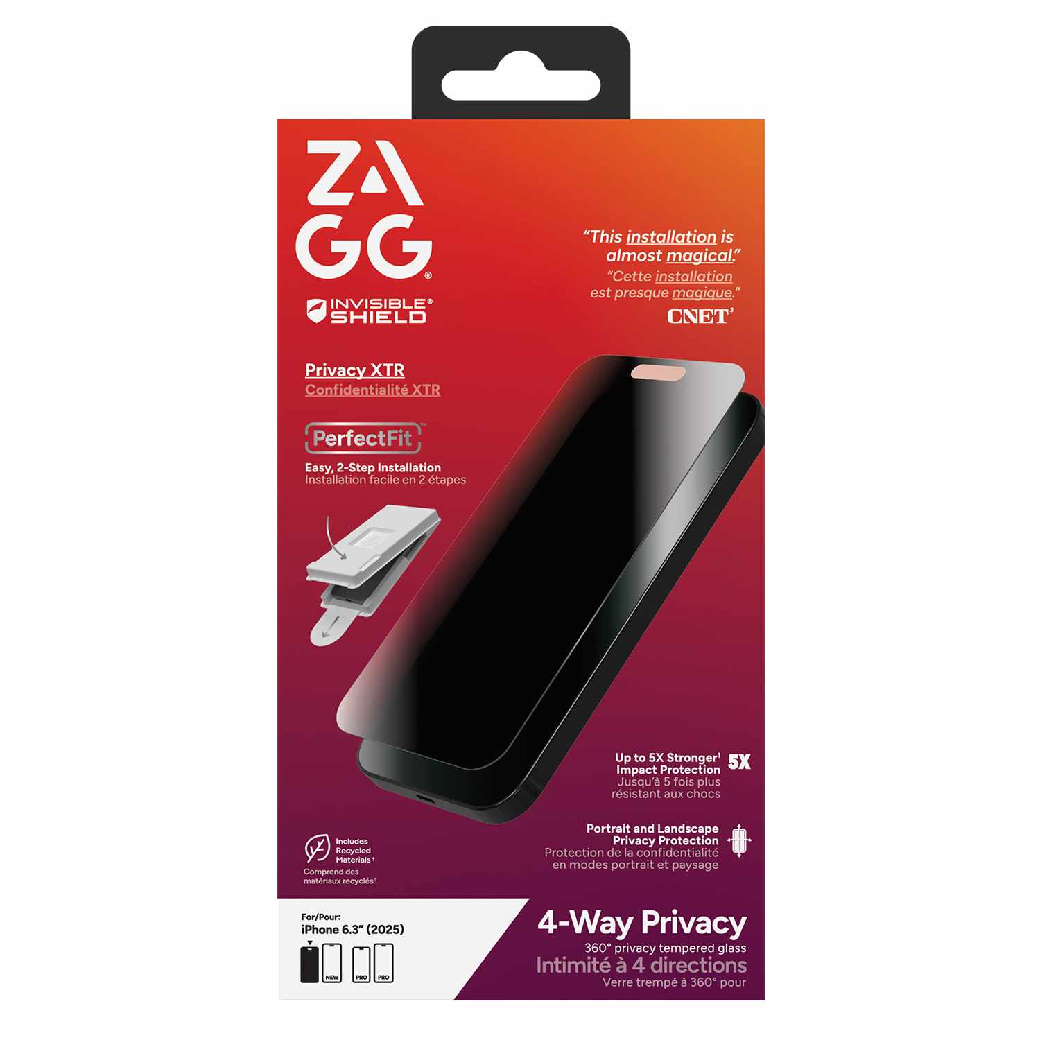 ZAGG InvisibleShield Glass XTR 4-Way Privacy Screen Protector for iPhone 17 Pro - GekkoTech