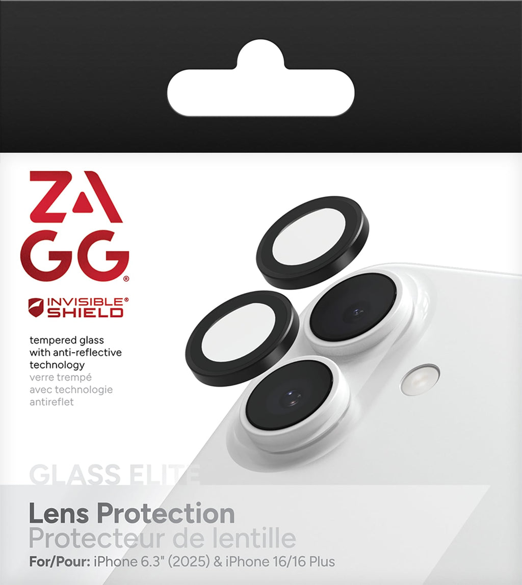 ZAGG InvisibleShield Glass Elite Anti-Reflective Lens Protector Black for iPhone 17/16/16 Plus - GekkoTech