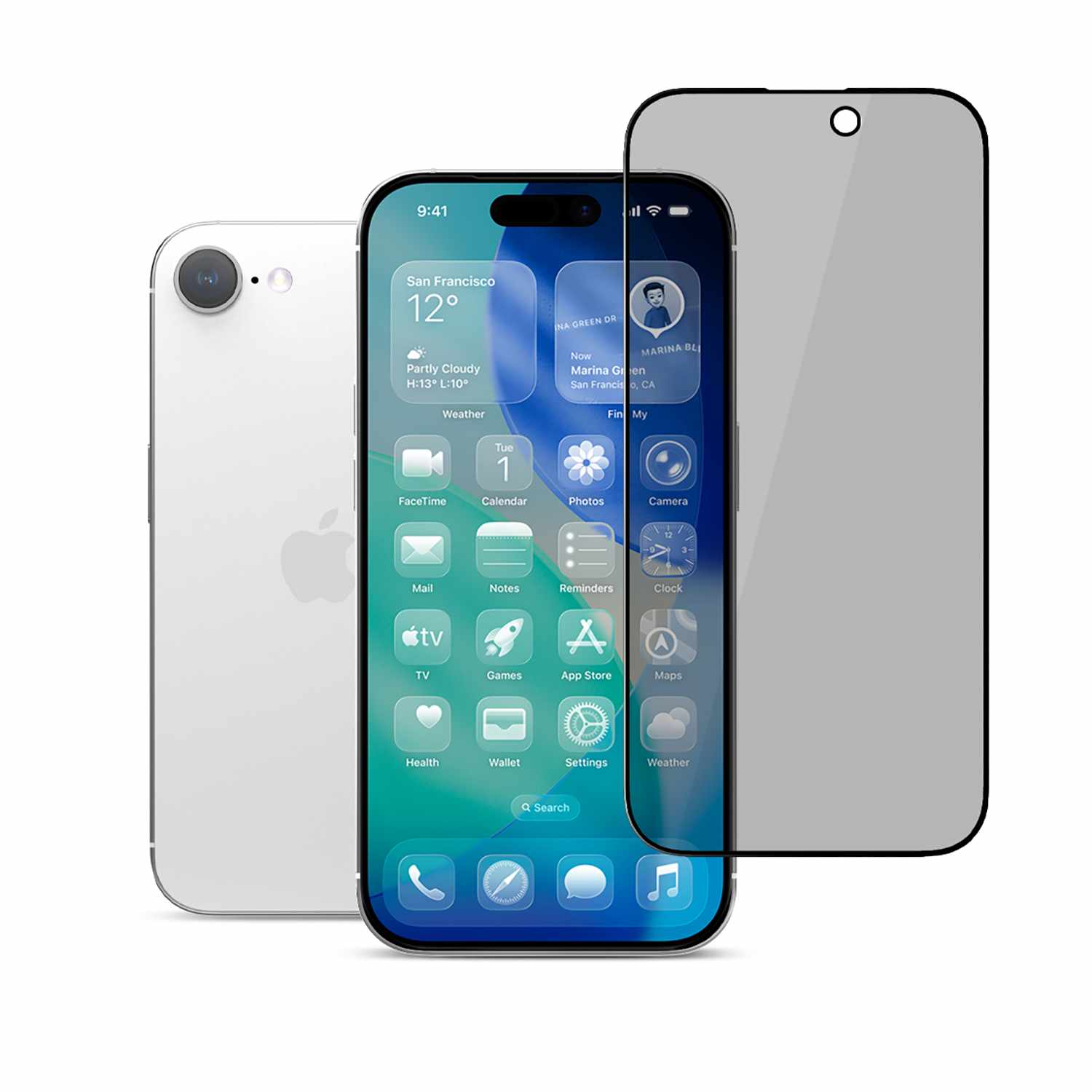 22 Cases Privacy Tempered Glass Screen Protector for iPhone 17e/16e/14/13 Pro/13