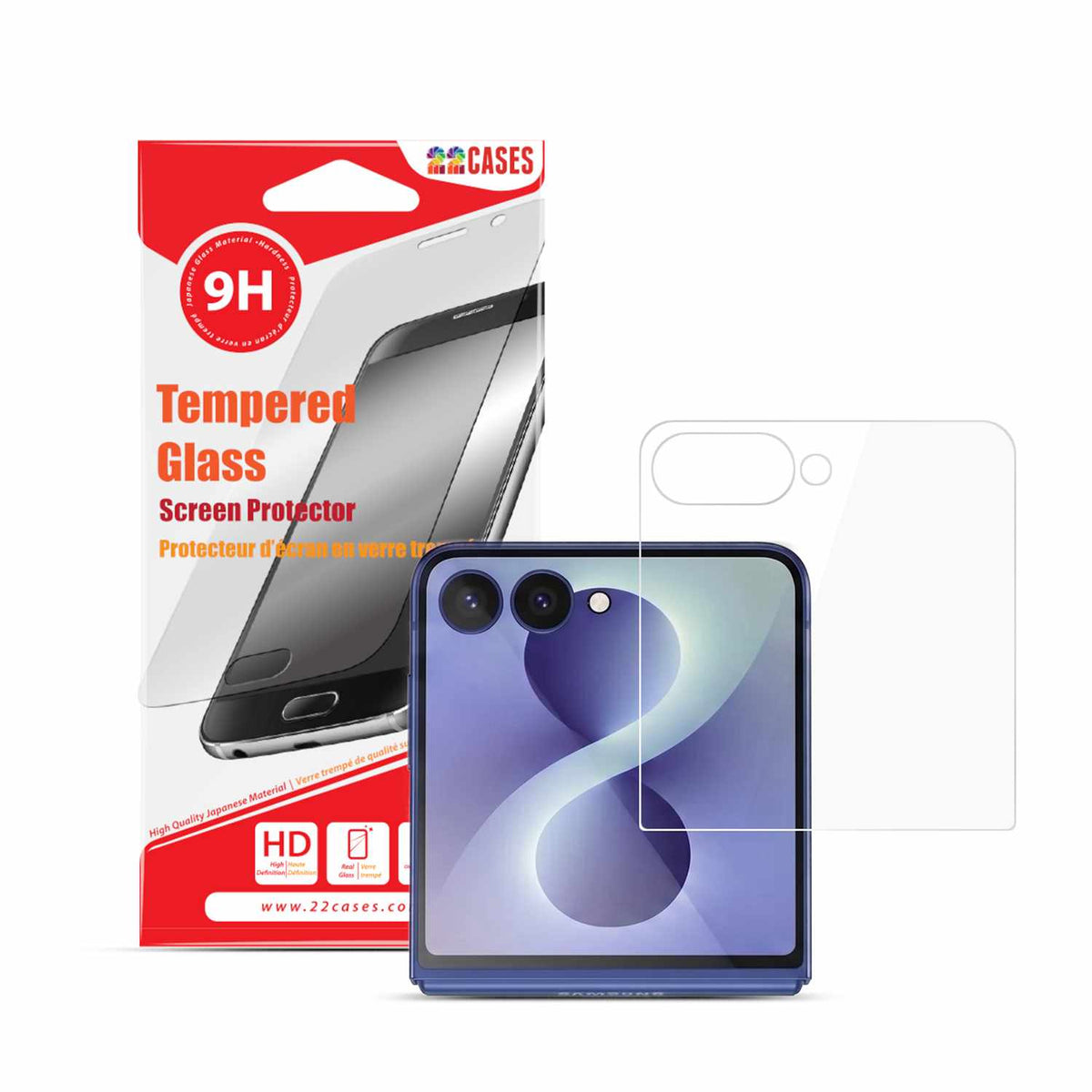 22 Cases Tempered Glass Screen Protector for Samsung Galaxy Z Flip8/Galaxy Z Flip7