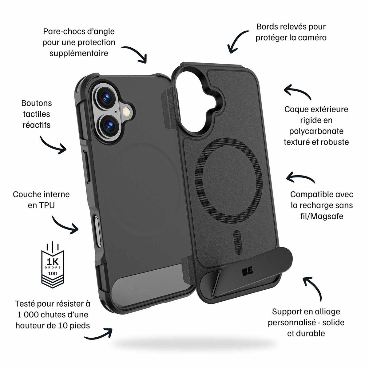 Blu Element Armour Ultra MagSafe w/Kickstand Case Black for iPhone 17