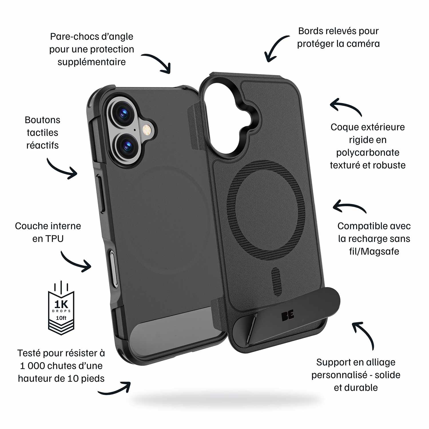Blu Element Armour Ultra MagSafe w/Kickstand Case Black for iPhone 17