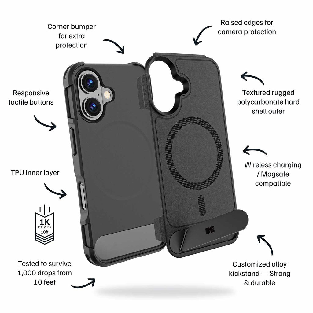 Blu Element Armour Ultra MagSafe w/Kickstand Case Black for iPhone 17