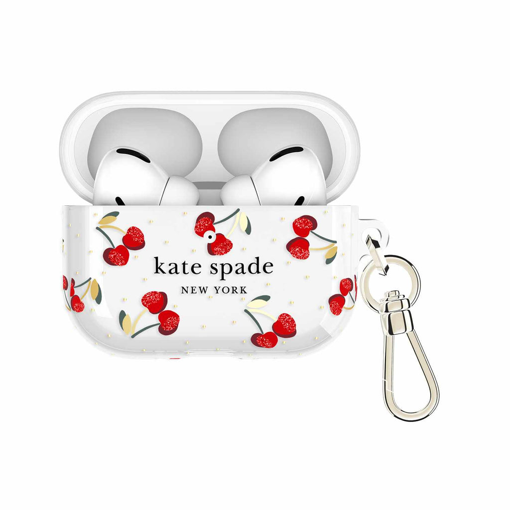 Kate Spade Protective Case with Gold Ring Clip Cherry Dot for AirPods Pro 3