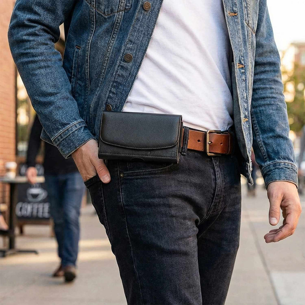 Blu Element Universal Phone Case Holster Pouch with Belt Clip M-L Black