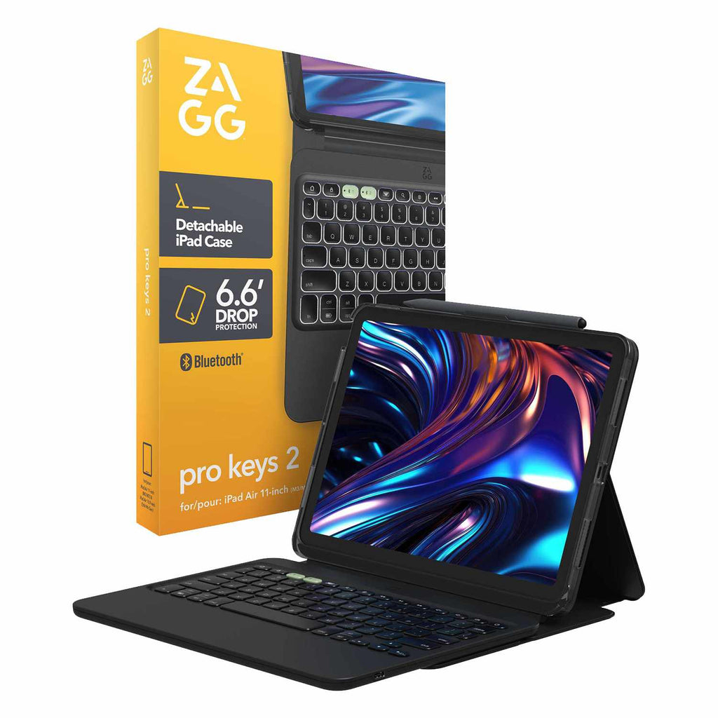 ZAGG Pro Keys 2 Folio Case w/Detachable Wireless Keyboard Black for iPad Air 11 6th Gen/iPad Air 5th/iPad Air 4th Gen - GekkoTech