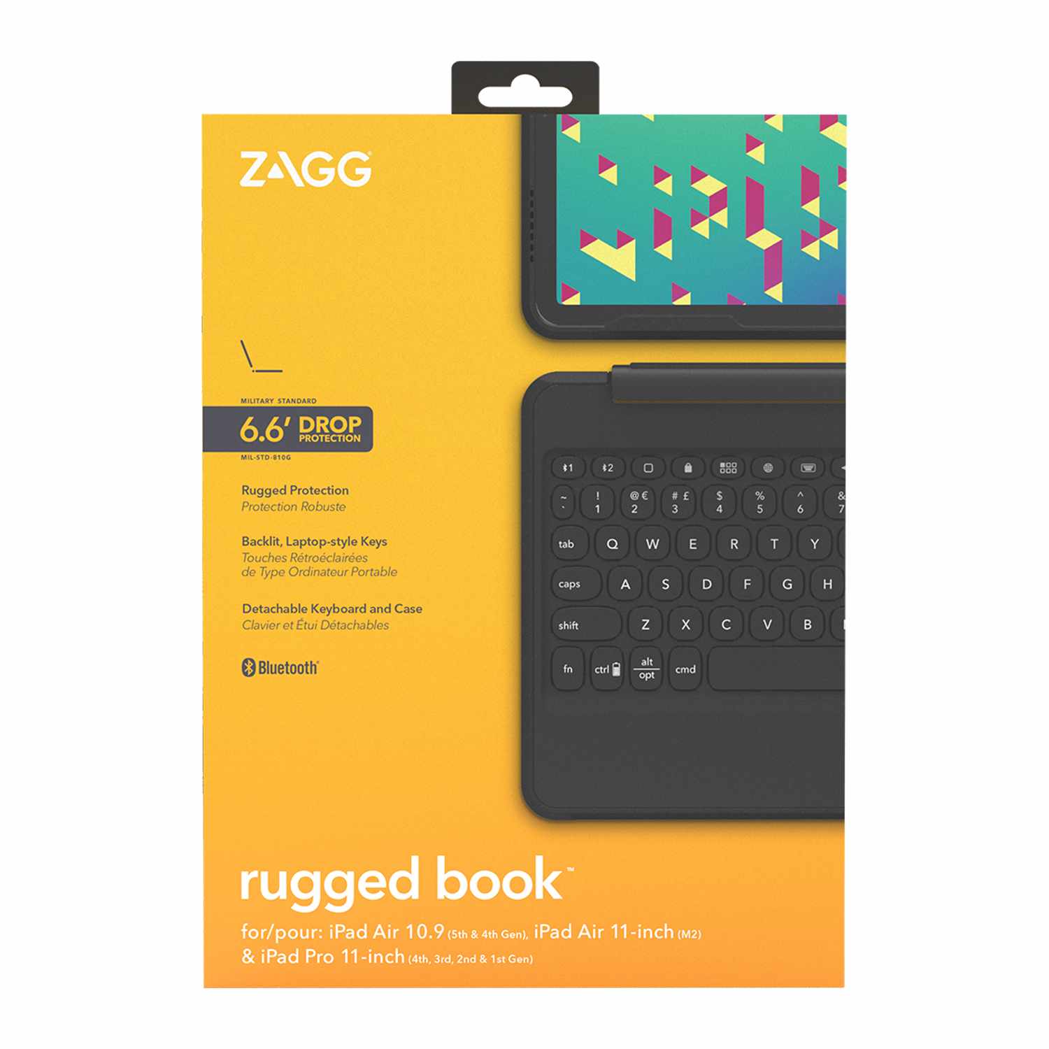ZAGG Rugged Book Tablet Keyboard Case Black for iPad Air 11 (M4) 2026/Air 11 2025 (7th Gen)/Air 11 2024 (6th Gen)/Pro 11 2022 (4th Gen)/Pro 11 2021/Pro 11 2020/Pro 11