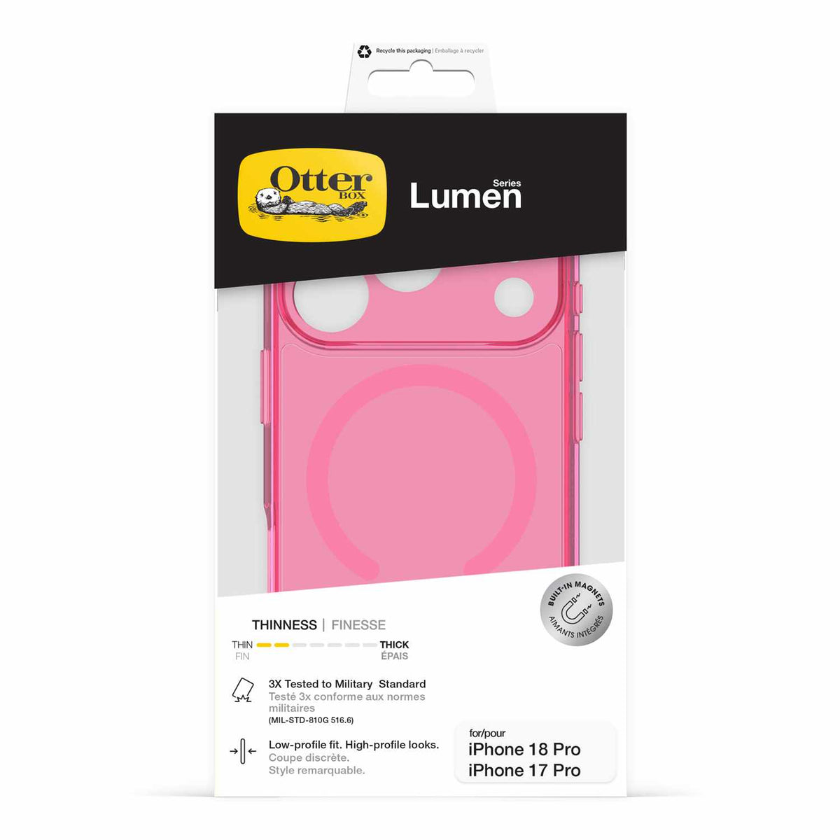 OtterBox Lumen Clear MagSafe Case Heartspur Pink for iPhone 18 Pro/17 Pro