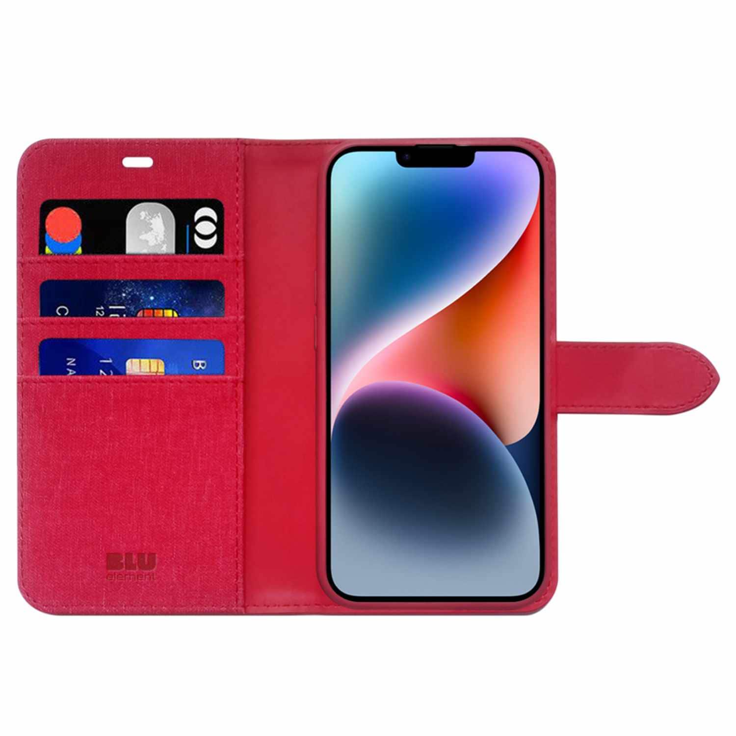Blu Element Folio 2-in-1 Case Dark Red for iPhone 16e/15/14/13 - GekkoTech