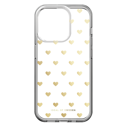 Ideal of Sweden Clear MagSafe Mid Case Golden Hearts for iPhone 16e/15/14/13