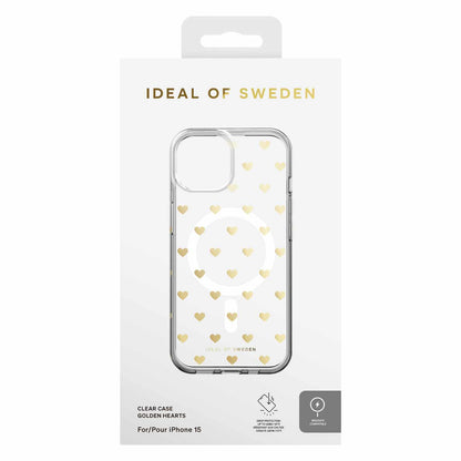Ideal of Sweden Clear MagSafe Mid Case Golden Hearts for iPhone 16e/15/14/13