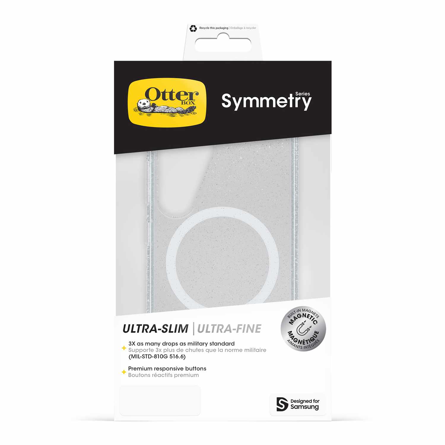 OtterBox Symmetry Clear Case w/Magnets Stardust with Blue Tint for Samsung Galaxy S25