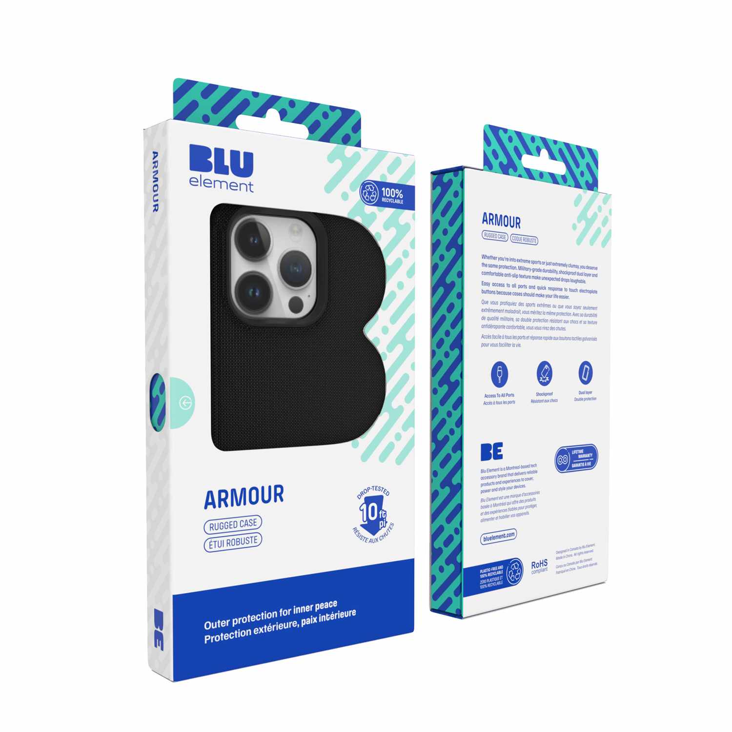 Blu Element Armour Rugged Case Black for iPhone 17e/16e/15/14/13in Bulk Packaging