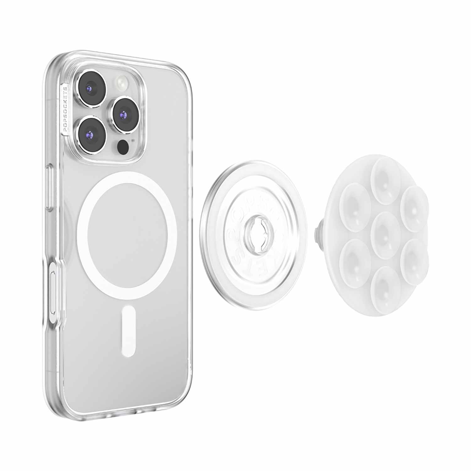 PopSockets PopGrip Suck-Up for MagSafe Round with Adapter Clear