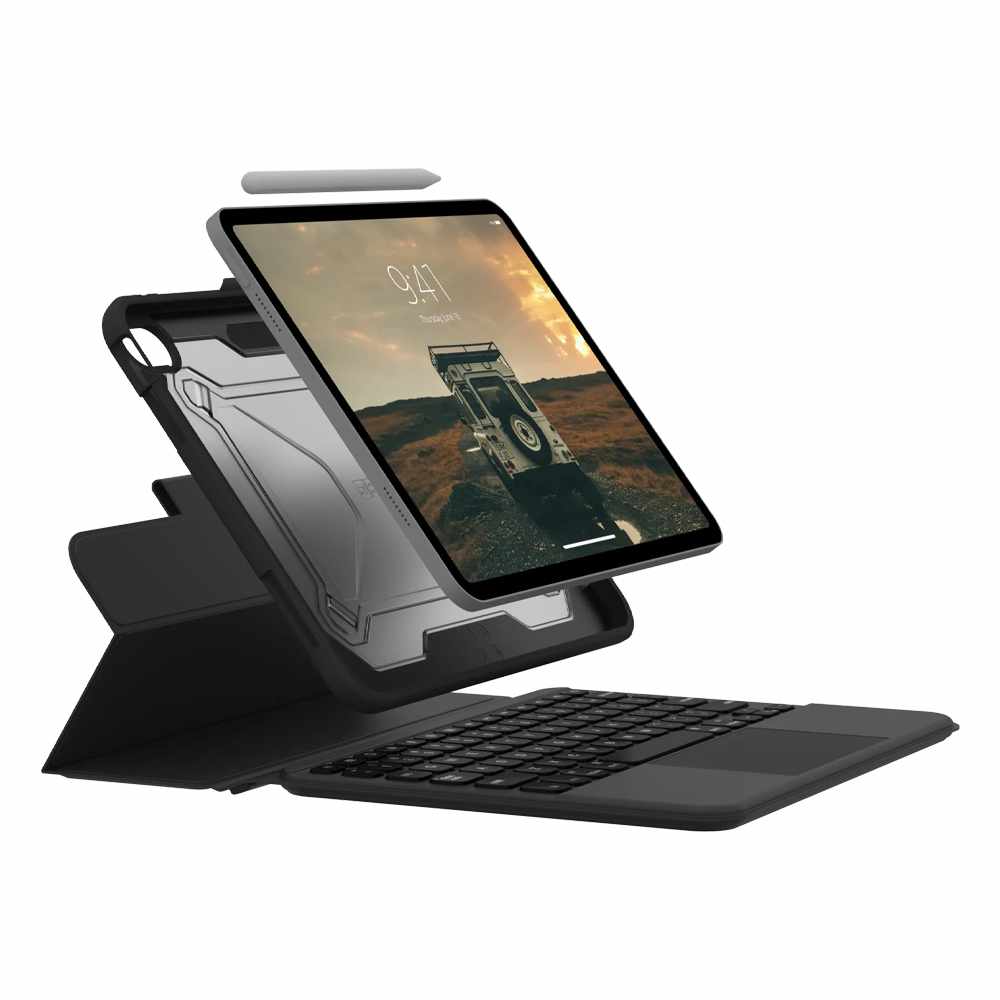 UAG Rugged Bluetooth Keyboard with Trackpad French QWERTY Black for iPad 11 2025 (11th Gen)/iPad 10.9 2022 (10th Gen)