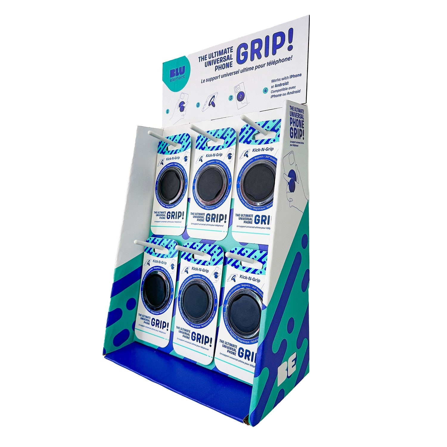 Blu Element 6 Peg/24 unit Countertop Display for Kick-N-Grip