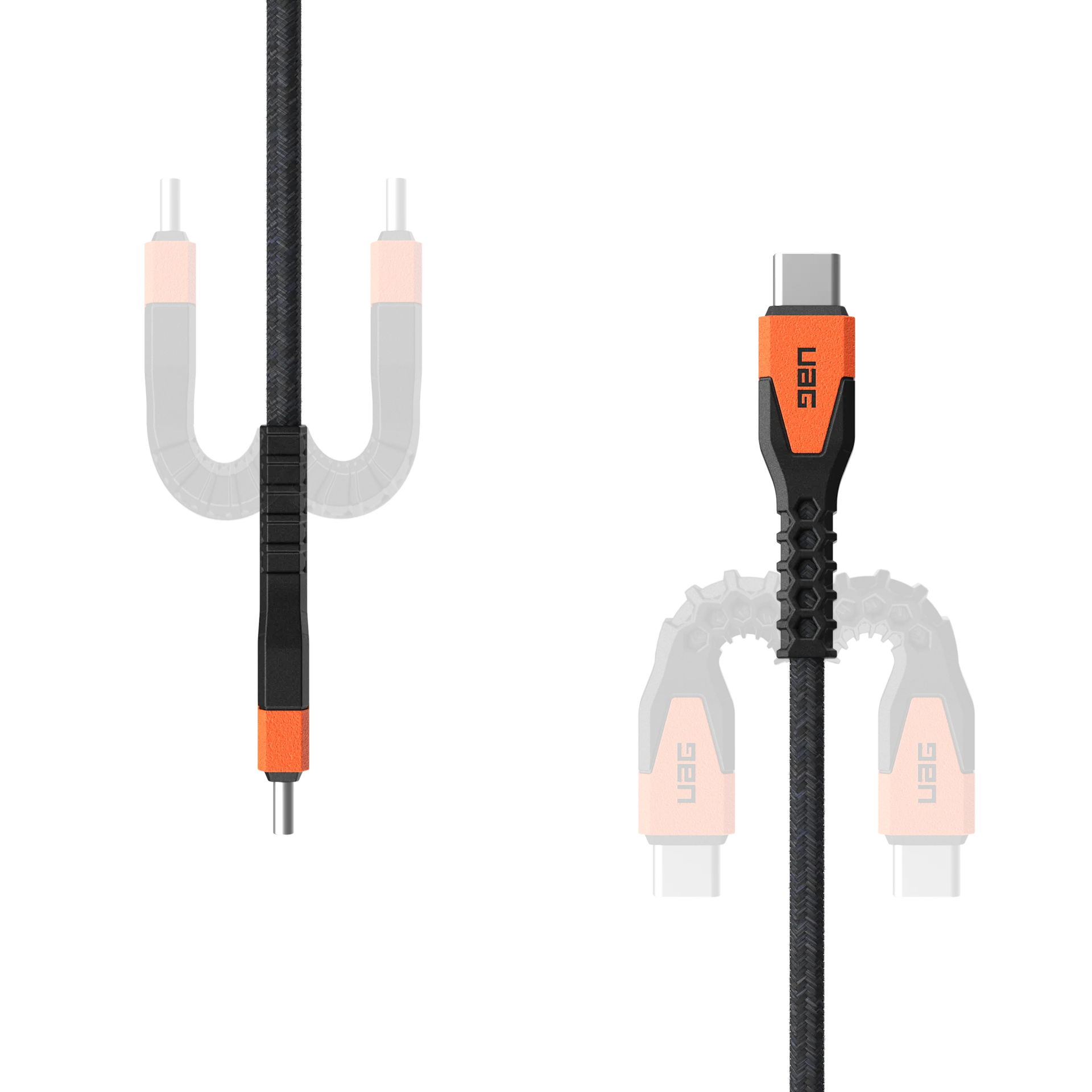 Rugged Kevlar Core USB-C to USB-C Charge/Sync Cable 5ft Black/Orange - GekkoTech