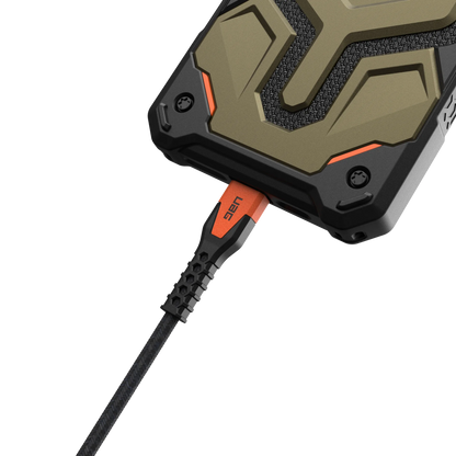 Rugged Kevlar Core USB-C to USB-C Charge/Sync Cable 5ft Black/Orange - GekkoTech