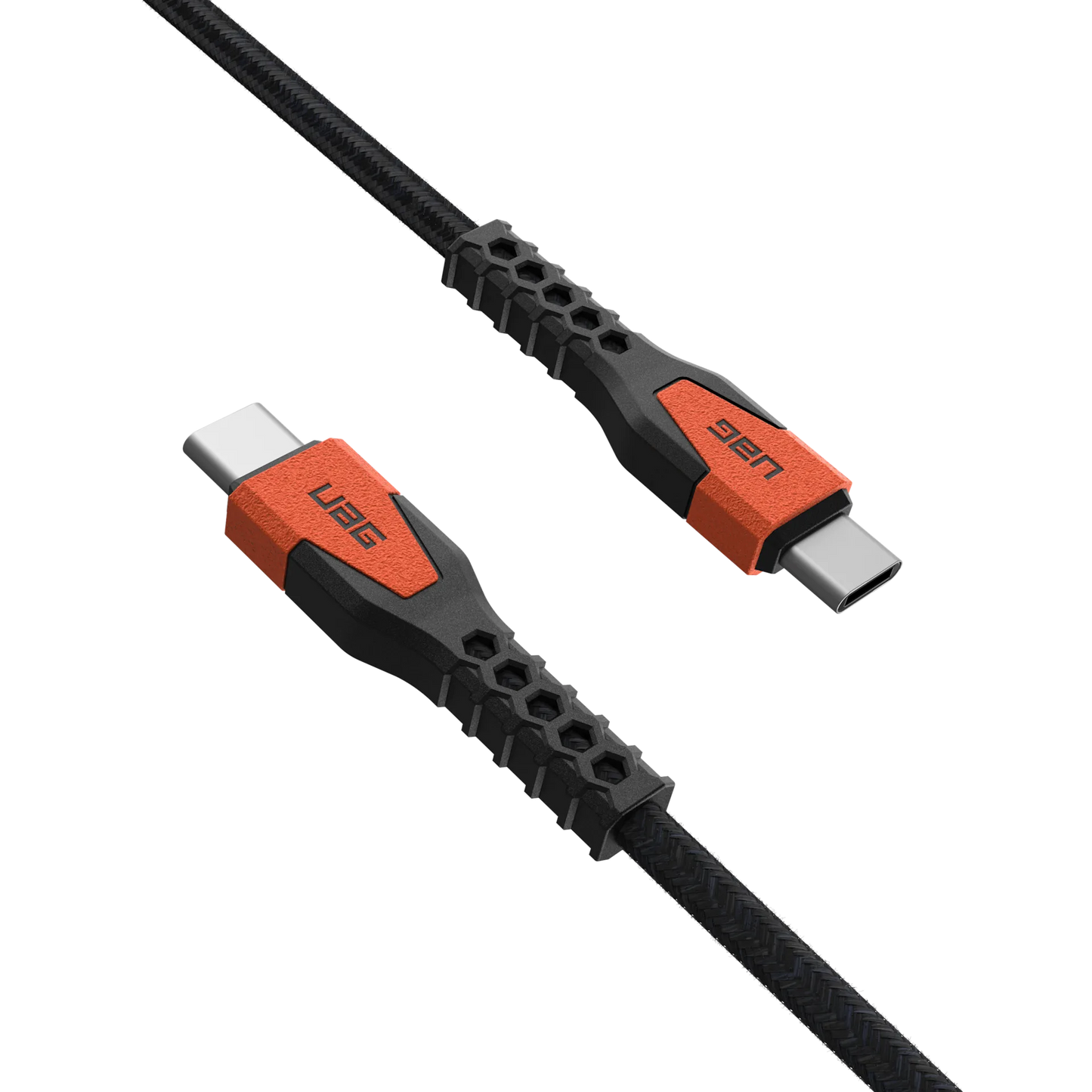 Rugged Kevlar Core USB-C to USB-C Charge/Sync Cable 5ft Black/Orange - GekkoTech