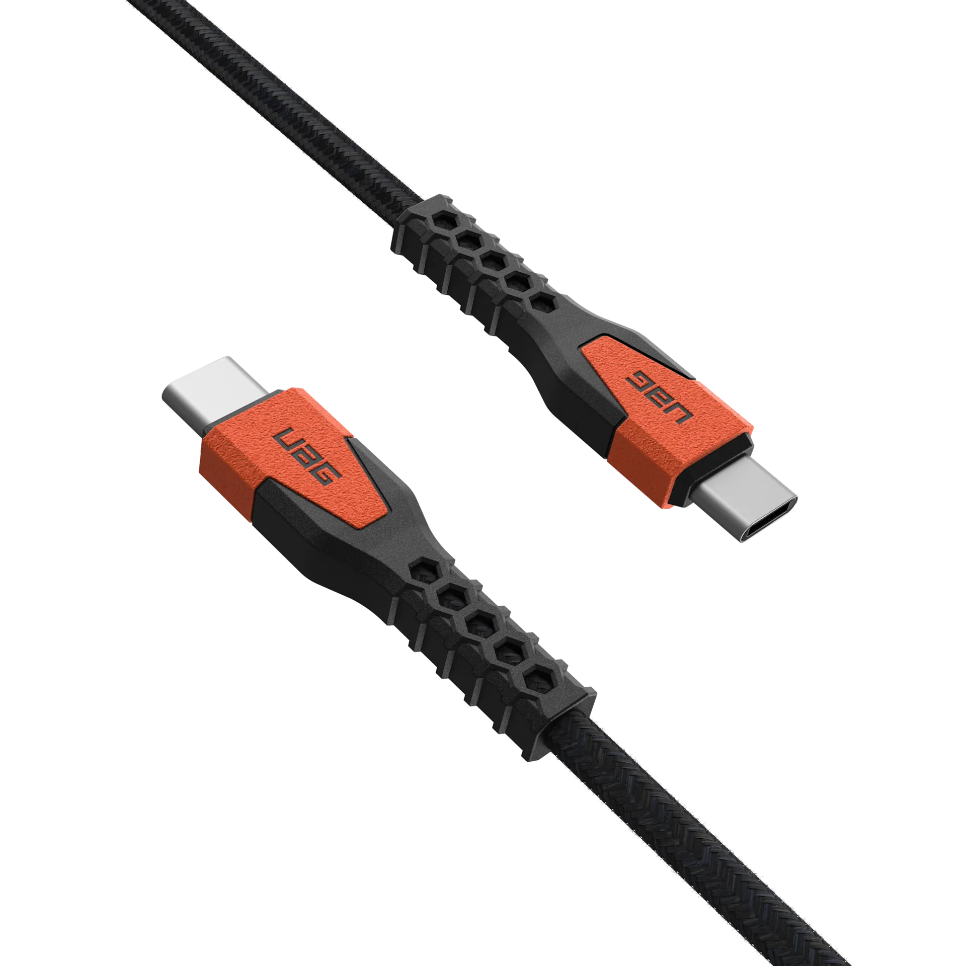 Rugged Kevlar Core USB-C to USB-C Charge/Sync Cable 5ft Black/Orange - GekkoTech
