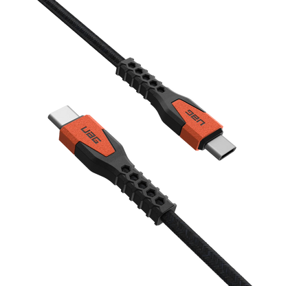 Rugged Kevlar Core USB-C to USB-C Charge/Sync Cable 5ft Black/Orange - GekkoTech