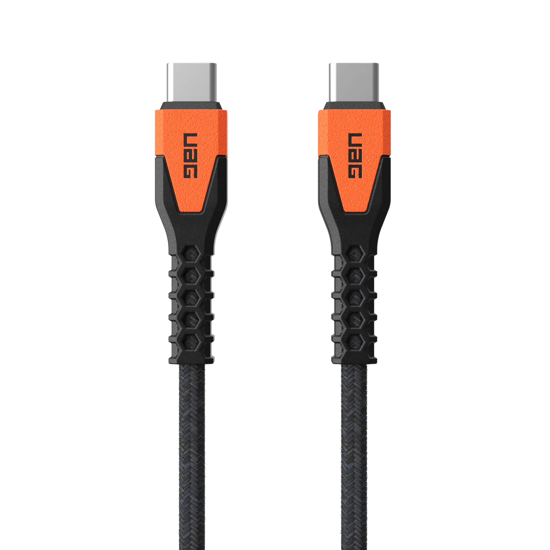 Rugged Kevlar Core USB-C to USB-C Charge/Sync Cable 5ft Black/Orange - GekkoTech