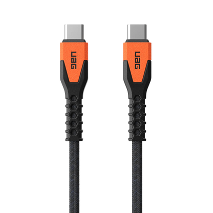 Rugged Kevlar Core USB-C to USB-C Charge/Sync Cable 5ft Black/Orange - GekkoTech