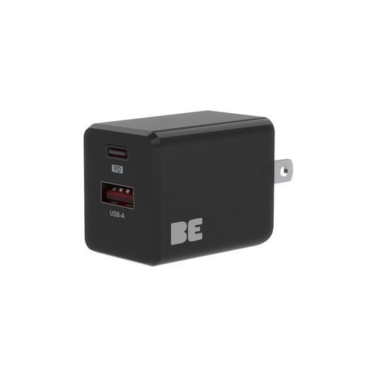 Blu Element Wall Charger Dual USB-C 20W PD and USB-A Black - GekkoTech