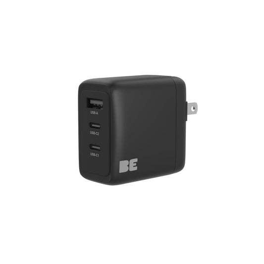 Blu Element Wall Charger 3 Port 65W Power Delivery 2USB-C and USB-A Black Matte - GekkoTech